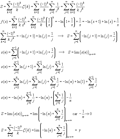 La constante d Euler et la fonction Zta de Riemann...
