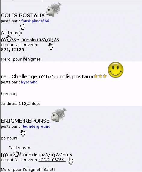 Challenge n°165 : colis postaux:*::*::*: