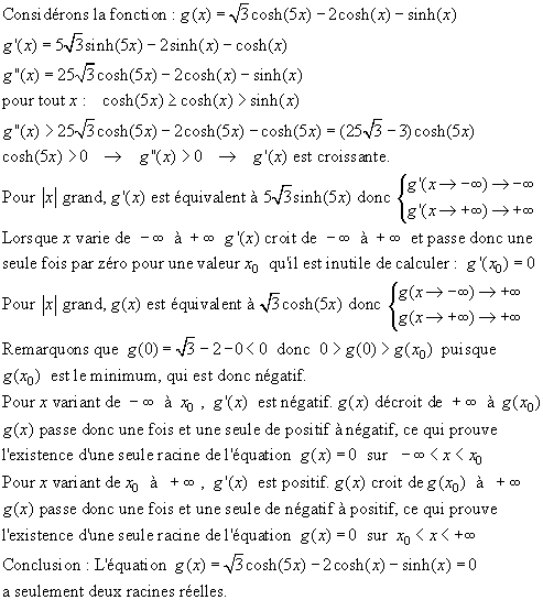 Exo rsoudre 2ch(x)+sh(x)=V3*ch(5x)