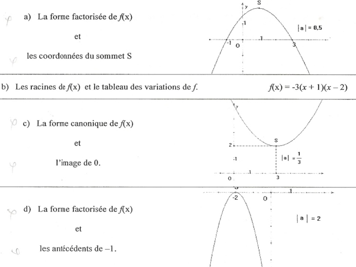 fonction polynôme du second degrès, exercice de fonctions polynôme - 362914