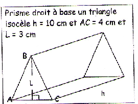 calculer le volume d\'un prisme droit a base triangle rectangle