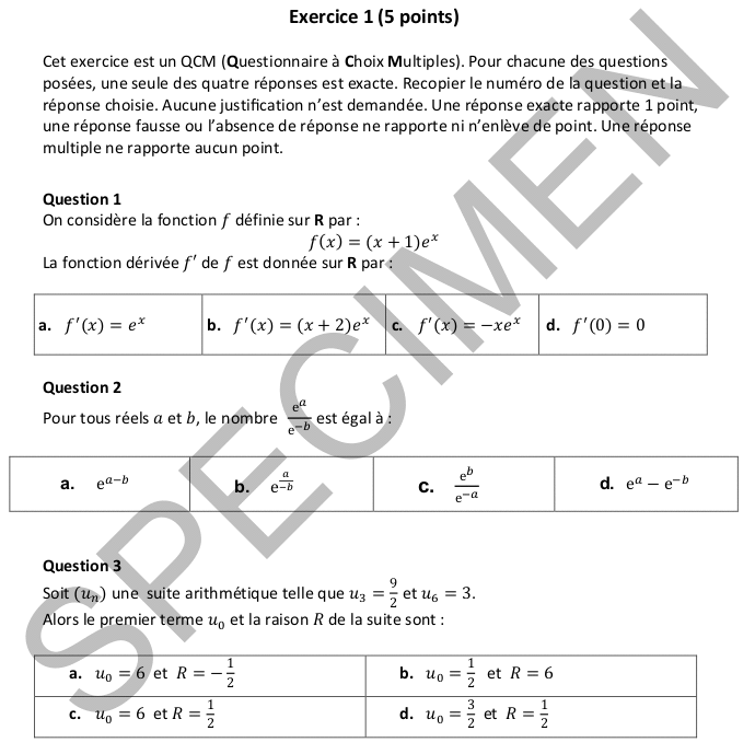 E3C-Spécimen 4- Spécialité Mathématiques-Épreuve 2 : image 2