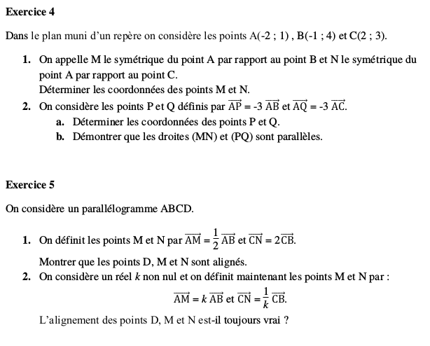 5 exercices de gomtrie avec ou sans repre, niveau classe de 1re, premire : image 3