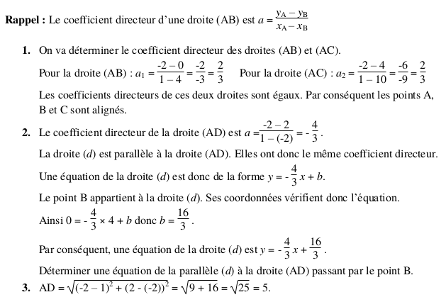 Les questions classiques dans un repre du plan : trois exercices corrigs : image 1