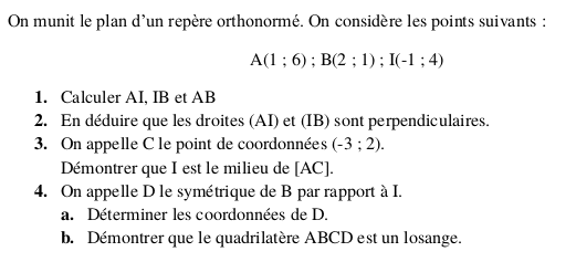 Les questions classiques dans un repre du plan : trois exercices corrigs : image 3