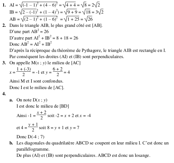 Les questions classiques dans un repre du plan : trois exercices corrigs : image 5