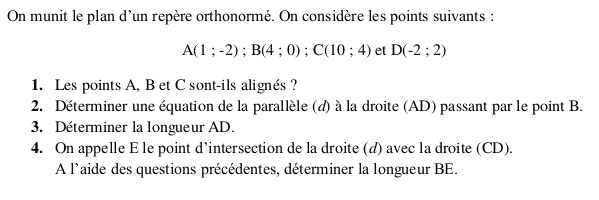 Les questions classiques dans un repre du plan : trois exercices corrigs : image 6