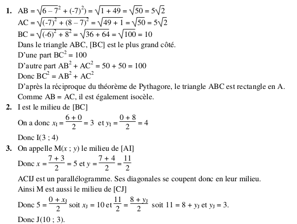 Les questions classiques dans un repre du plan : trois exercices corrigs : image 8