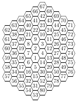 Petit problme avec des hexagones en spirale