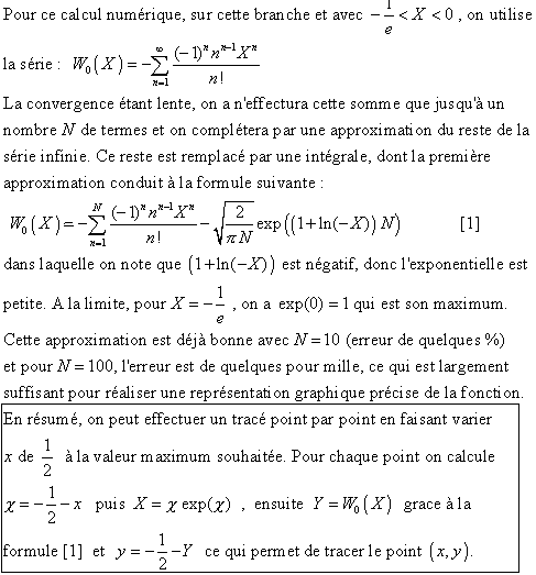 Fonction Om�ga ou W de Lambert