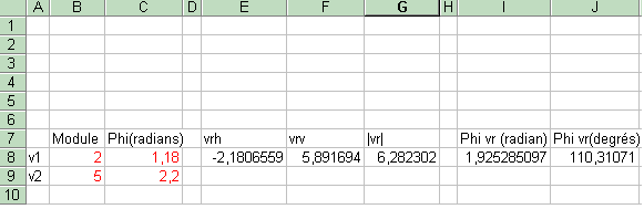 calcul d une somme vectorielle avec Excel ?