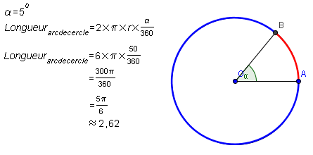 calculer un angle dans un cercle