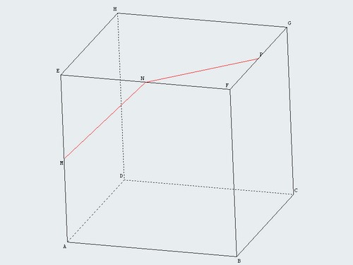 Gomtrie dans l\'espace : un cube et sa section.