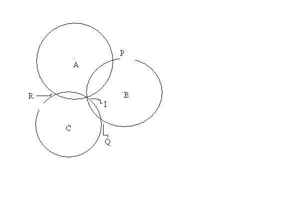 3 cercles, points d\'intersections