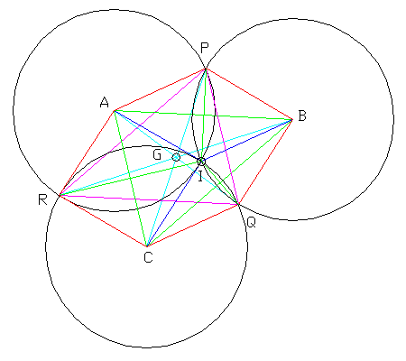 3 cercles, points d\'intersections