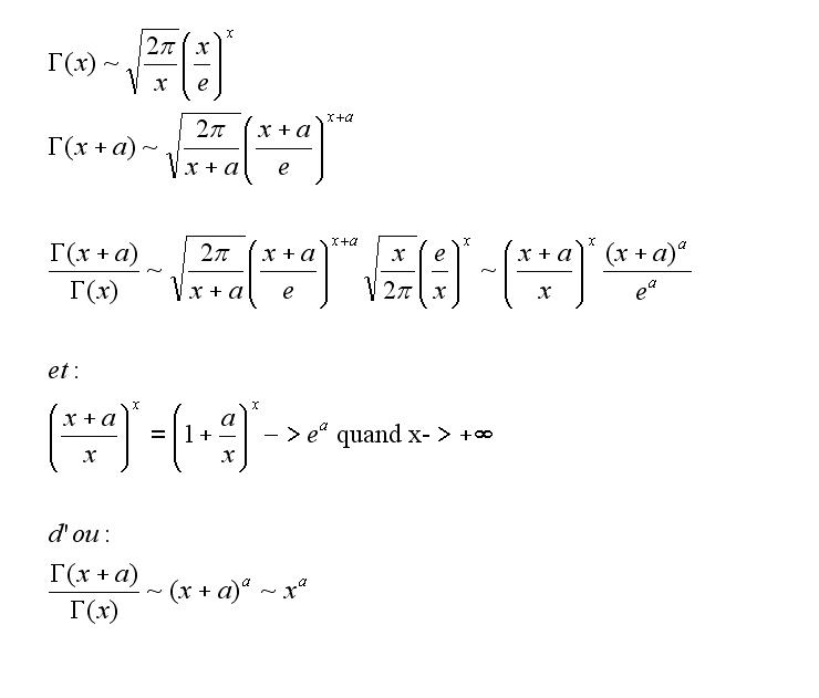 fonction gamma (propri�t�s asymptotiques)