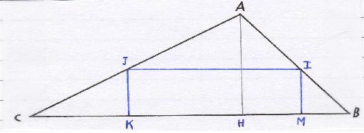 rectangle inscrit dans un triangle et expressions de droites