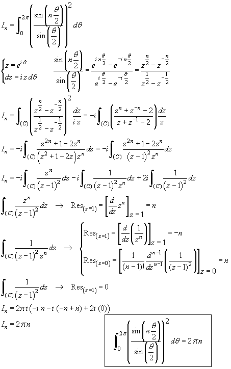 calcul d\'integrale par theoreme des residu