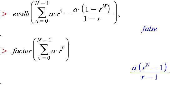 Probl�me avec Maple (s�rie g�om�trique)
