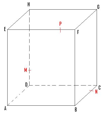 Section d\'un cube par le plan (MNP)