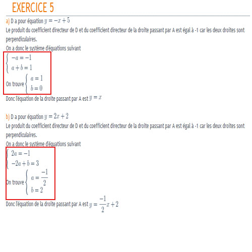 equation de droite (exercice 03)