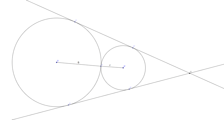 Limite d\'une tangente commune a deux cercles