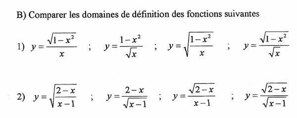 Domaine de définition des fonctions. - Forum mathématiques autre