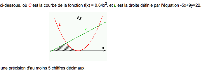 Formule calcule air parabolique + droite