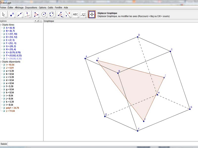 Section d\'un cube par un plan.