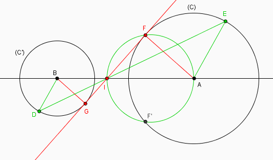 droite tangente � deux cercle 