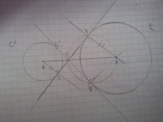 droite tangente à deux cercle