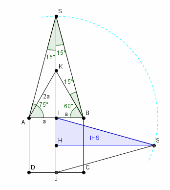 SABCD une pyramide régulière et la base est le carré de côt