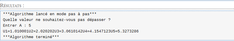 Algorithmes avec des suites .