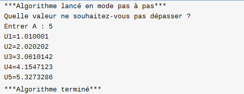 Algorithmes avec des suites .