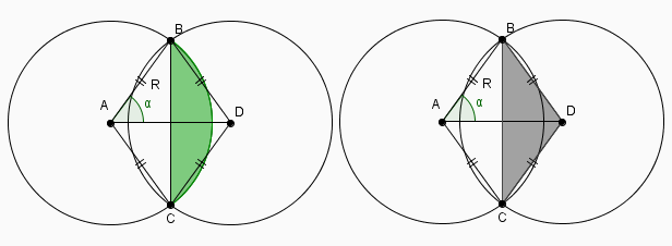 calcul d\'angle et de surface dans un cercle