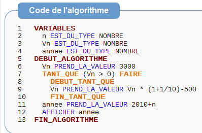 Probl�me - algorithme - algobox