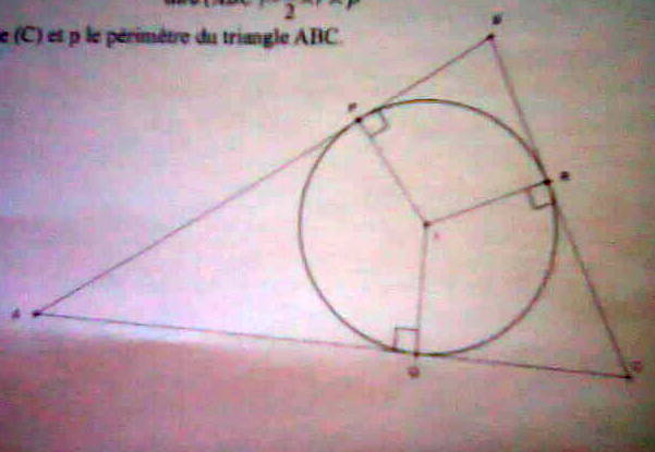 Exercice g�om�trique : cercle inscrit dans un triangle