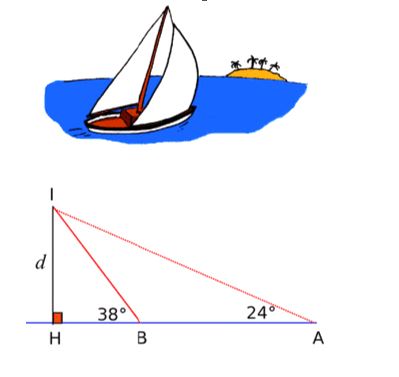 trigonomtrie calculer une distance 