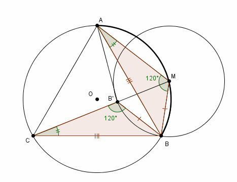 Egalits dans un triangle quilatral et son cercle circons