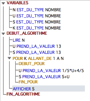 Algorithme sur les suites récurrentes