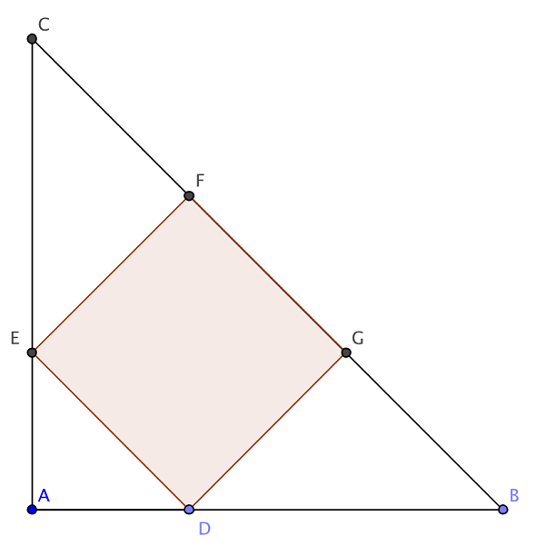 Carr inscrit dans un triangle rectangle isocle
