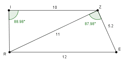 Probleme geometrie 4 eme pour le quadrilatere RIZE 