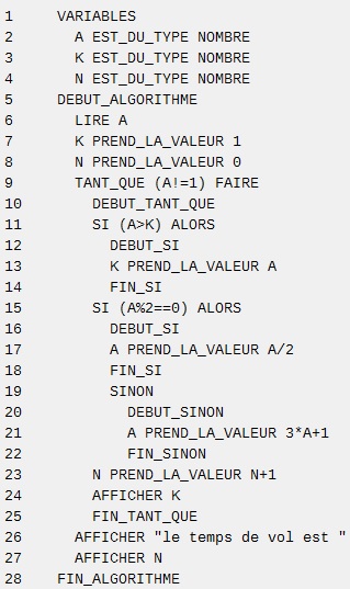 la suite de syracuse suite et algorithme