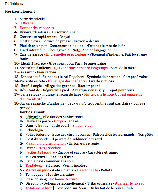 Spécial mots croisés
