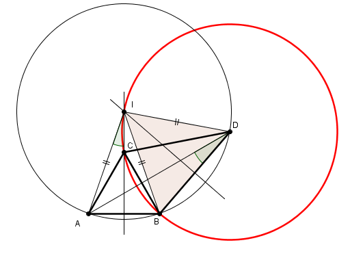 Triangle isoc�le , mediatrice