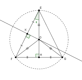 Rayon du cercle circonscrit  un triangle isocle