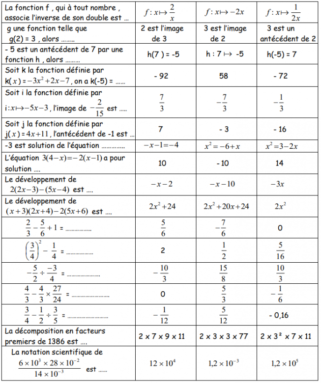 Devoir maison math�matiques mix de calculs