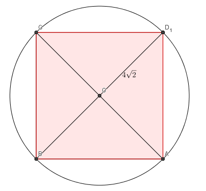 Carré inscrit dans un cercle calculer des aires 