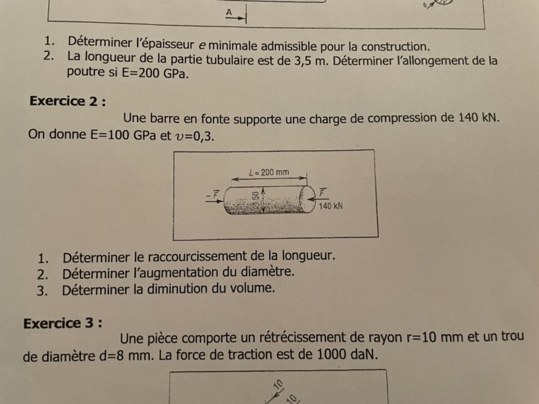 La r�sistance des mat�riaux ( traction / compression)