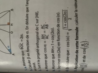 La trigonométrie Formule de duplication du cosinus